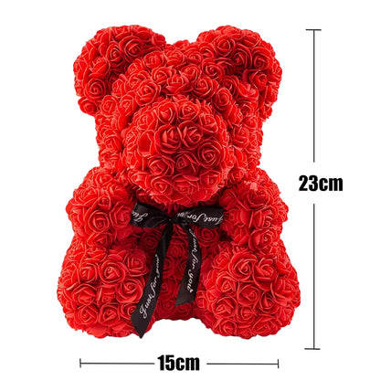 Rose Bear with Box Lights Artificial Flower Teddy Bear for Women/Girlfriend Gift Love Flower Valentine/Anniversary/Birthday Deco